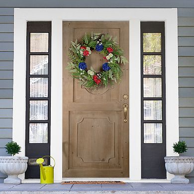 4th of July Mixed Floral Patriotic Artificial Wreath