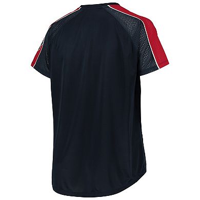 Women's Navy Boston Red Sox Plus Size Diva Notch Neck Raglan T-Shirt