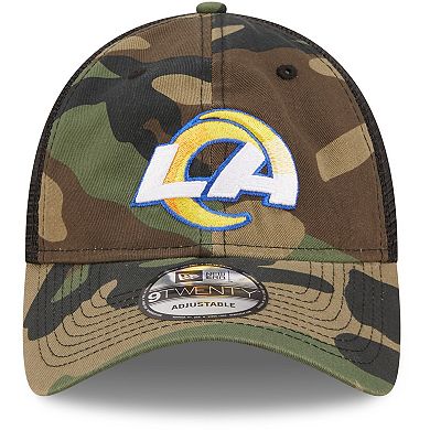 Men's New Era Camo/Black Los Angeles Rams Basic 9TWENTY Trucker Snapback Hat