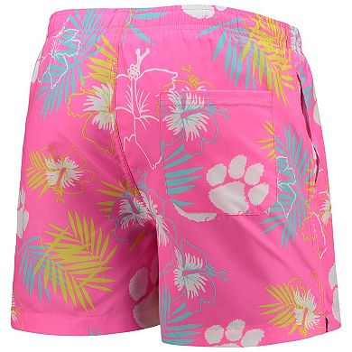 Men's FOCO Pink Clemson Tigers Neon Floral Swim Trunks
