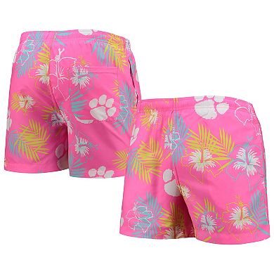 Men's FOCO Pink Clemson Tigers Neon Floral Swim Trunks