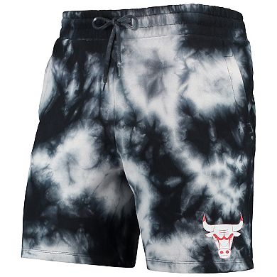 Men's New Era Black Chicago Bulls Fleece Tie-Dye Shorts