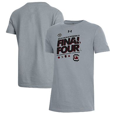 Youth Under Armour Heathered Gray South Carolina Gamecocks 2022 NCAA Women's Basketball Tournament March Madness Final Four Regional Champions Locker Room T-Shirt