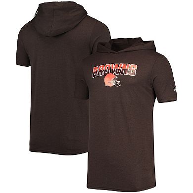 Men's New Era Heathered Brown Cleveland Browns Team Brushed Hoodie T-Shirt