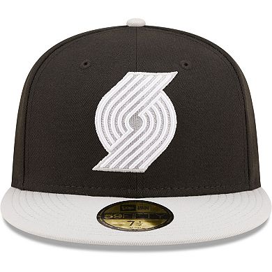 Men's New Era Black/Gray Portland Trail Blazers Two-Tone Color Pack 59FIFTY Fitted Hat