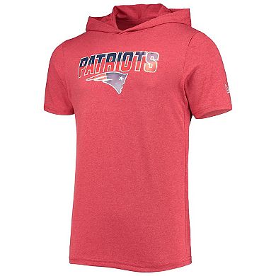 Men's New Era Heathered Red New England Patriots Team Brushed Hoodie T-Shirt