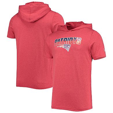 Men's New Era Heathered Red New England Patriots Team Brushed Hoodie T-Shirt