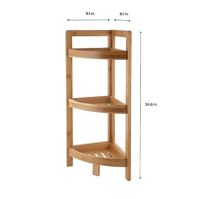 Organize It All 3 Tier Bamboo Corner Shelf