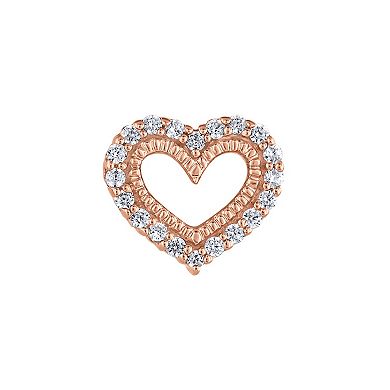 10k Rose Gold 1/5 Carat T.W. Diamond Heart Earrings