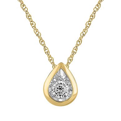 10k Gold 1/10 Carat T.W. Diamond Drop Pendant Necklace