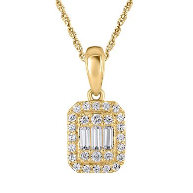 10k Gold 1/5 Carat T.W. Diamond Cluster Pendant Necklace