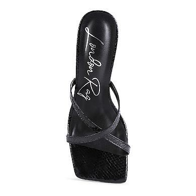 London Rag Muriel Croc Cross Strap Women's Slider Sandals