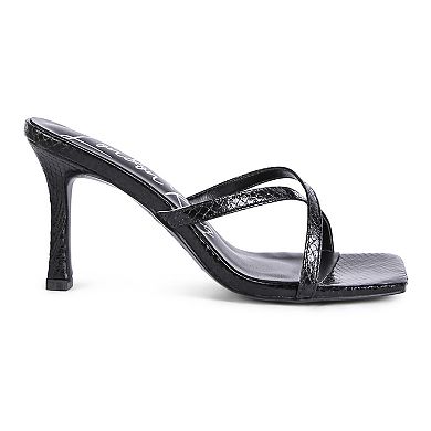 London Rag Muriel Croc Cross Strap Women's Slider Sandals