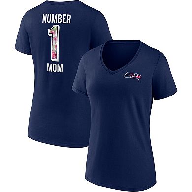 Women's Fanatics Branded College Navy Seattle Seahawks Team Mother's Day V-Neck T-Shirt
