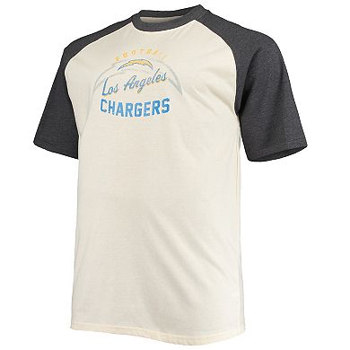 Men's Justin Herbert Oatmeal Los Angeles Chargers Big & Tall Player Name & Number Raglan T-Shirt
