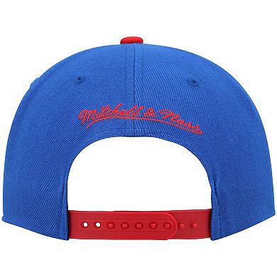 Men's Mitchell & Ness Royal/Red Philadelphia 76ers Hardwood Classics Gradient Wordmark Snapback Hat