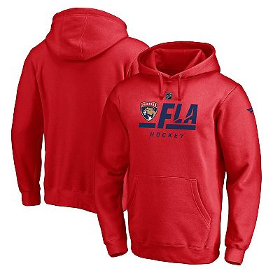 Men's Fanatics Branded Red Florida Panthers Authentic Pro Secondary Logo Pullover Hoodie