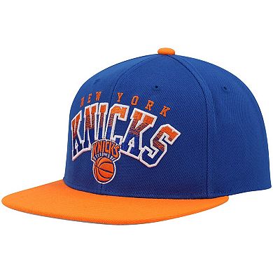 Men's Mitchell & Ness Blue/Orange New York Knicks Gradient Wordmark Snapback Hat