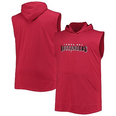 Men's Red Tampa Bay Buccaneers Big & Tall Muscle Sleeveless Pullover Hoodie