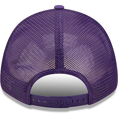 Men's New Era Purple Los Angeles Lakers Team Logo Patch 9FORTY Trucker Snapback Hat