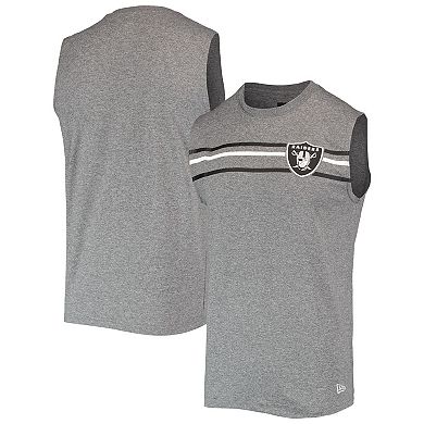 Men's New Era Heathered Gray Las Vegas Raiders Brushed Sleeveless Tank Top