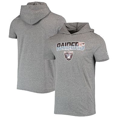 Men's New Era Heathered Gray Las Vegas Raiders Team Brushed Hoodie T-Shirt