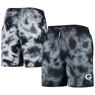 Men's New Era Black Green Bay Packers Tie-Dye Shorts