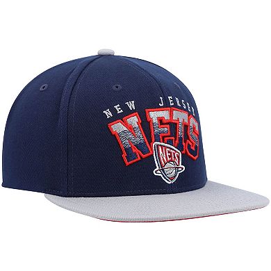 Men's Mitchell & Ness Navy/Gray New Jersey Nets Hardwood Classics Gradient Wordmark Snapback Hat