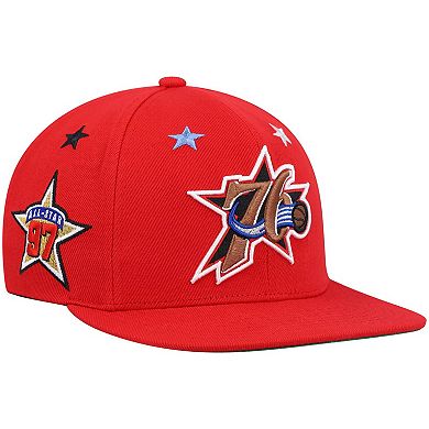 Men's Mitchell & Ness Red Philadelphia 76ers Hardwood Classics 1997 NBA All-Star Weekend Top Star Snapback Hat