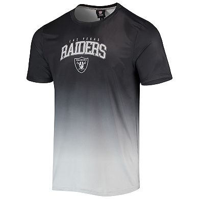 Men's FOCO Black/Silver Las Vegas Raiders Gradient Rash Guard Swim Shirt