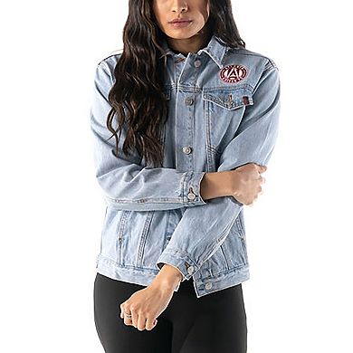 Women's The Wild Collective Blue Atlanta United FC Print Denim Button-Up Jacket