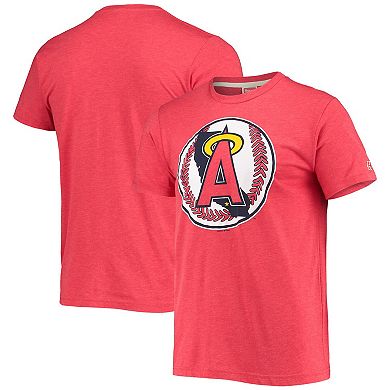 Men's Homage Red Los Angeles Angels Hand-Drawn Logo Tri-Blend T-Shirt