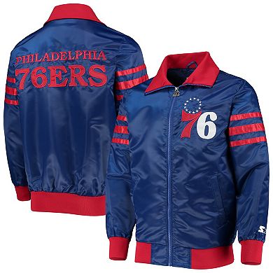Men's Starter Royal Philadelphia 76ers The Captain II Full-Zip Varsity Jacket