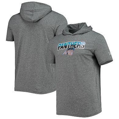 Men's New Era Heathered Gray Carolina Panthers Team Brushed Hoodie T-Shirt