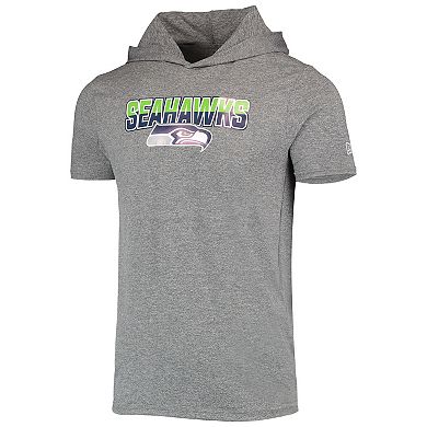 Men's New Era Heathered Gray Seattle Seahawks Team Brushed Hoodie T-Shirt