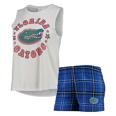 Women's Concepts Sport Royal/White Florida Gators Ultimate Flannel Tank Top & Shorts Sleep Set