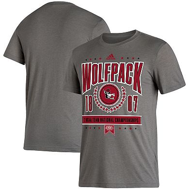 Men's adidas Heathered Charcoal NC State Wolfpack 2 NCAA Team National Championships Reminisce T-Shirt
