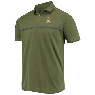 Men's Levelwear Olive Los Angeles Dodgers Delta Sector Raglan Polo