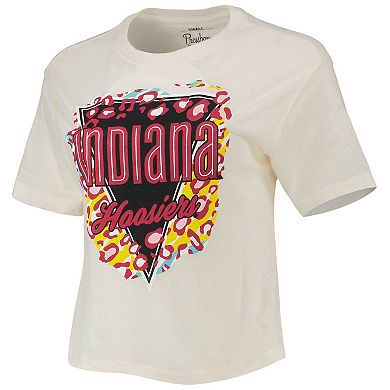 Women's Pressbox Cream Indiana Hoosiers Taylor Animal Print Cropped T-Shirt