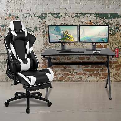 Flash Furniture Gaming Desk & Footrest Reclining Gaming Desk Chair 2-piece Set