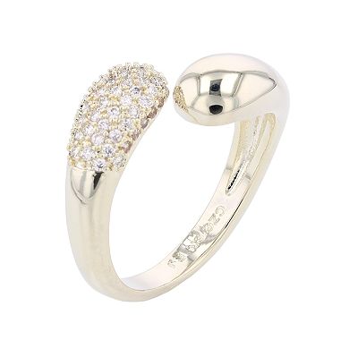 Sterling Silver Pave Cubic Zirconia Bypass Ring