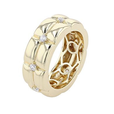14k Gold Over Silver Cubic Zirconia Double Weave Band Ring