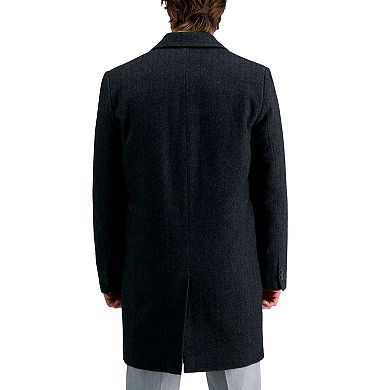 Men's Haggar Mid-Length Single Breasted Brushed Twill Topcoat