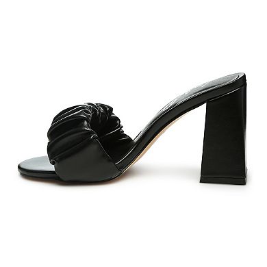 Mid Block Women's Heel Pleated Strap Sandals