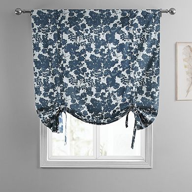 EFF Fleur Printed Cotton Tie-Up Window Shade, 46" X 63", Fleur Blue