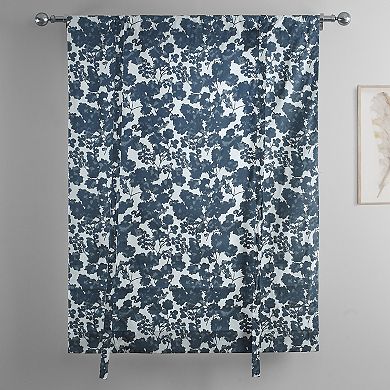 EFF Fleur Printed Cotton Tie-Up Window Shade, 46" X 63", Fleur Blue