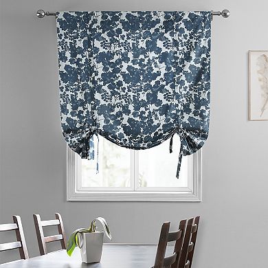 EFF Fleur Printed Cotton Tie-Up Window Shade, 46" X 63", Fleur Blue