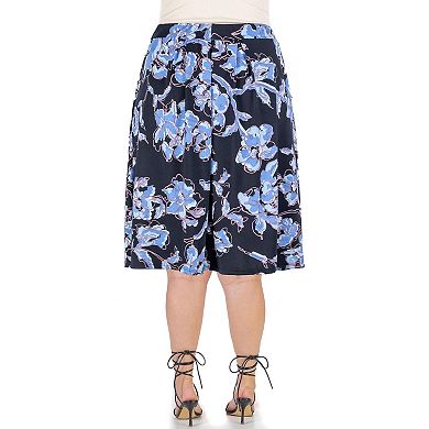 Plus Size 24Seven Comfort Apparel Long Pleated A-Line Skirt
