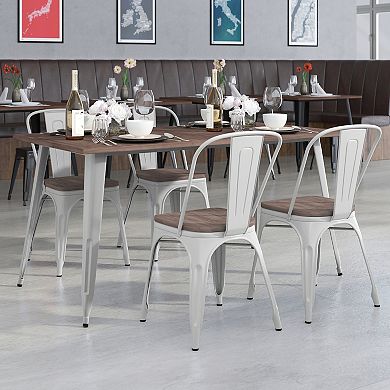 Flash Furniture Metal Table Set & Stacking Chairs 5-Piece Set