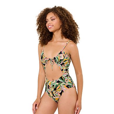 Juniors' Ninety-Nine Degrees° Tunnel Cutout One-Piece Swimsuit